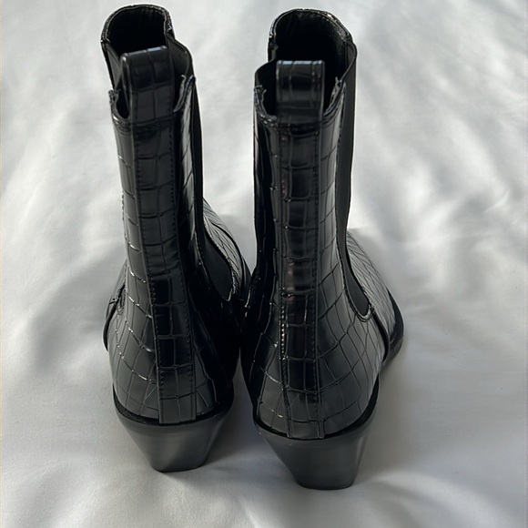 Billini Ukaya Black Faux Croc Ankle Boots - Picture 6 of 7